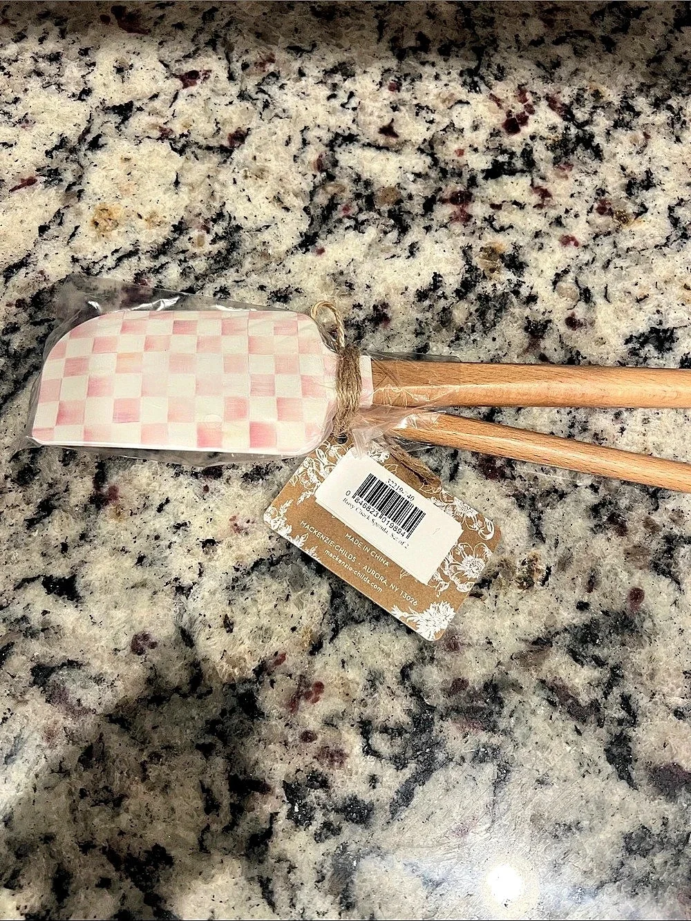 Mackenzie-Childs Rosy Check Spatulas Set of 2. NWT